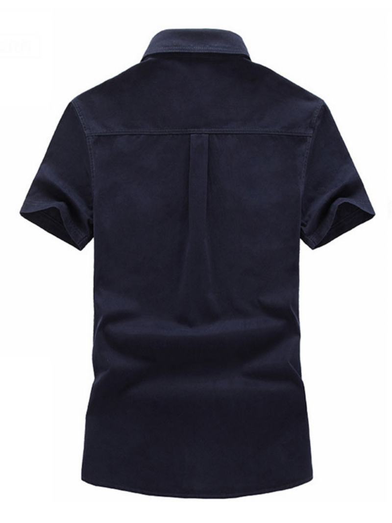 Pánská Košile Pro Volný Čas Turndown Collar Neformální Asymetrická Patchworková Tmavě Navy - Dark Navy