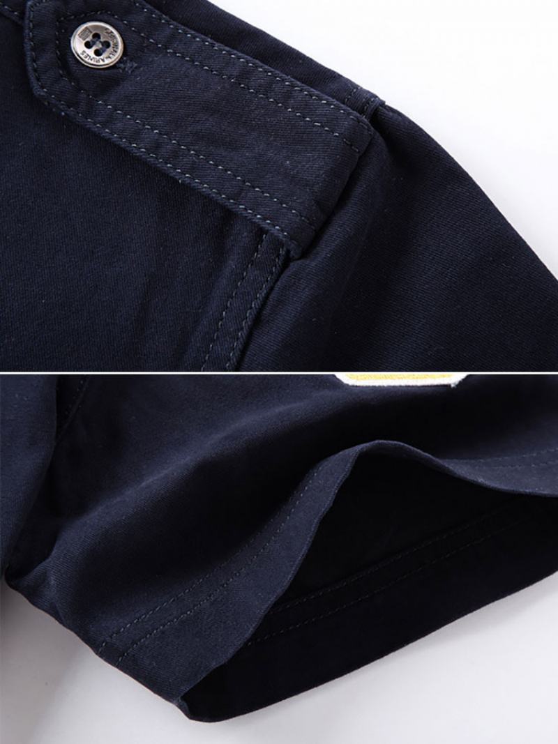 Pánská Košile Pro Volný Čas Turndown Collar Neformální Asymetrická Patchworková Tmavě Navy - Dark Navy