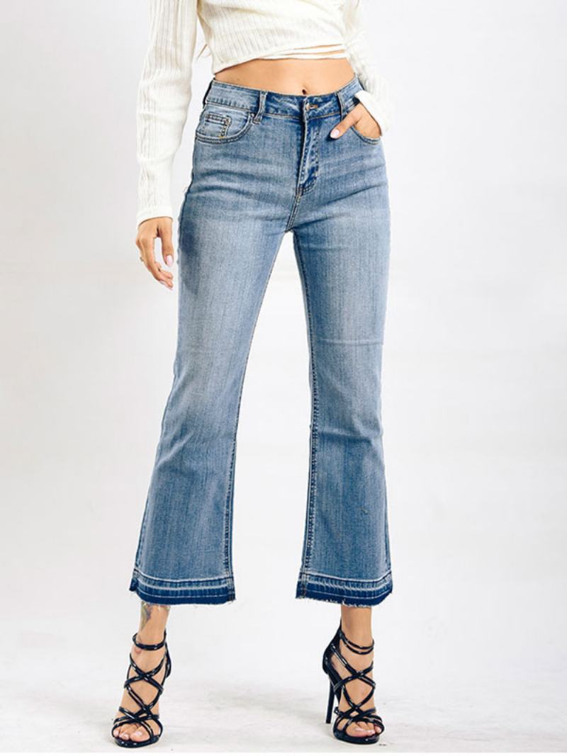 Bootcut Jeans High Rise Cotton Dámské Jarní Kalhoty