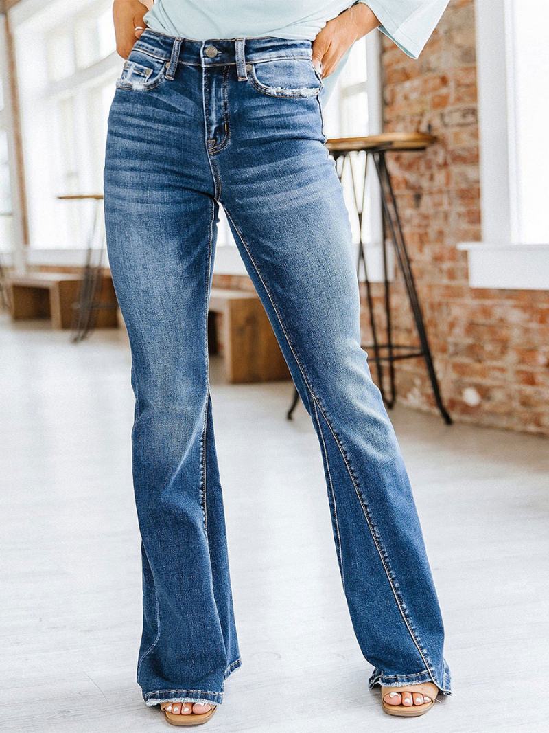 Bootcut Jeans High Rise Cotton Spring Flare Kalhoty Pro Ženy