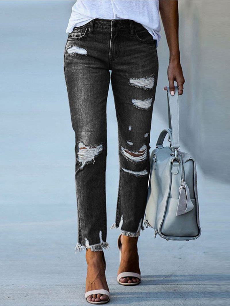 Dámské Džíny Modern Distressed Skinny Polyester - Černá