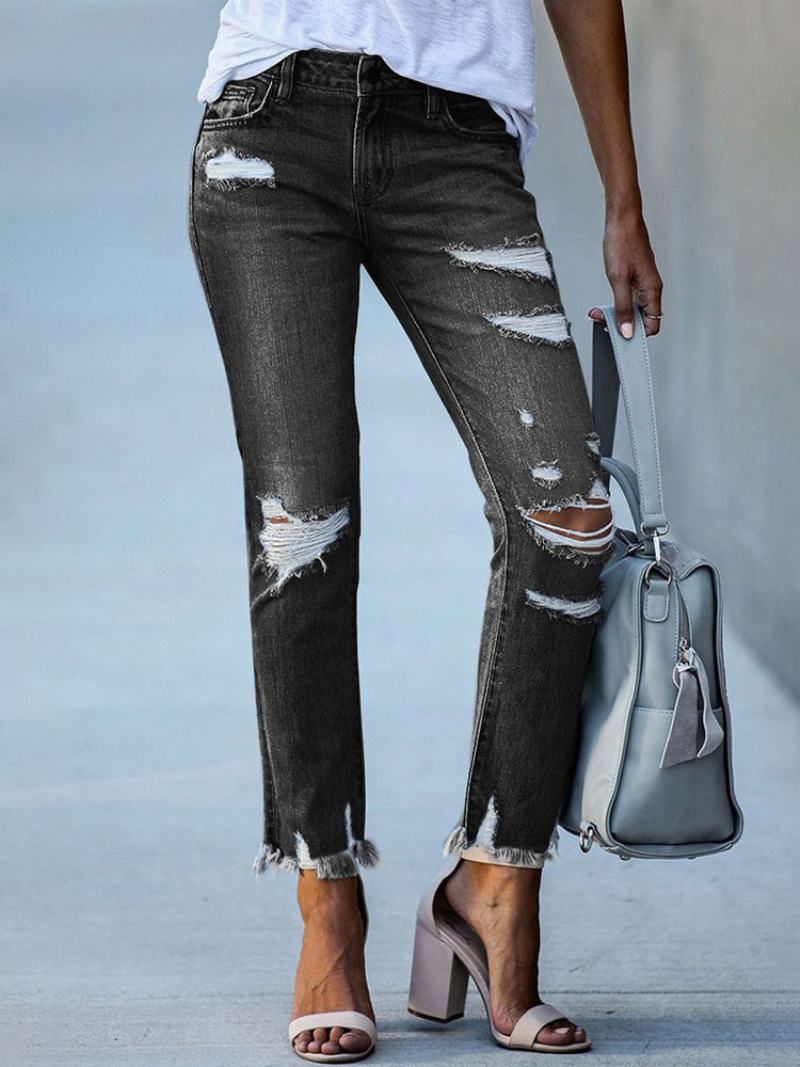 Dámské Džíny Modern Distressed Skinny Polyester - Černá