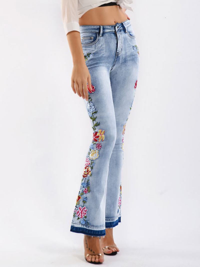 Džíny Bootcut Pro Ženy Mid Rise Embroidered Flare Bottoms