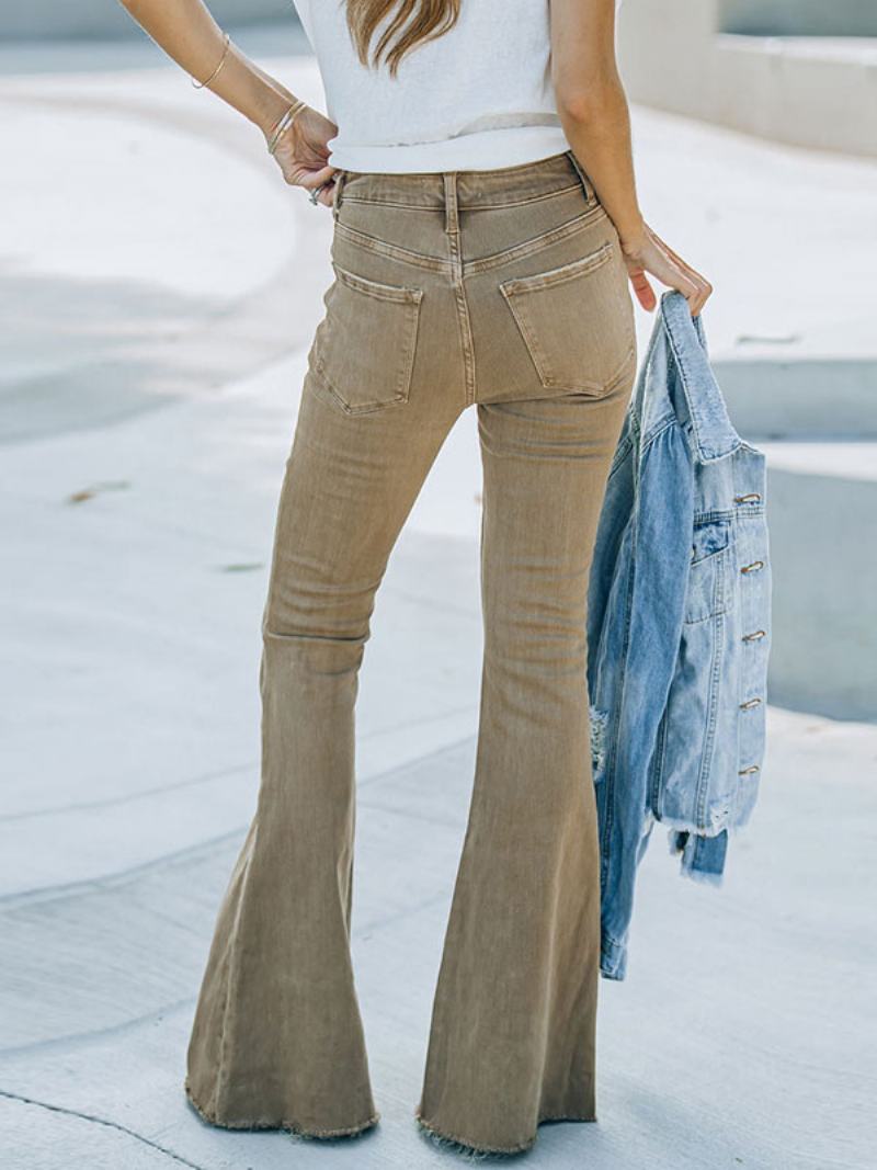 Flare Jeans Pro Ženy Camel Cotton Spring Bell Bottoms - Velbloud