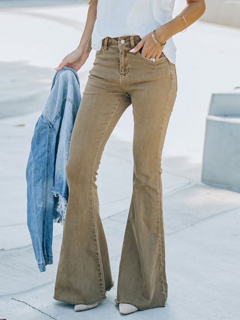 Flare Jeans Pro Ženy Camel Cotton Spring Bell Bottoms - Velbloud