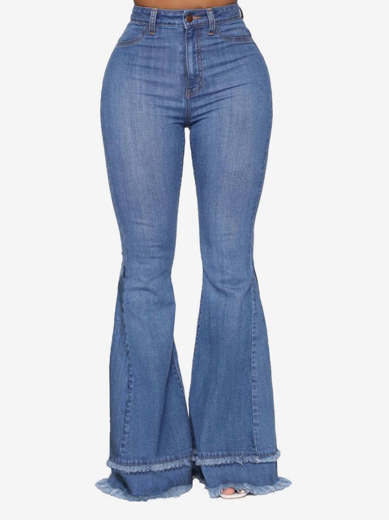 Flare Jeans Pro Ženy Raw Edge Cotton Spring Bell Bottoms