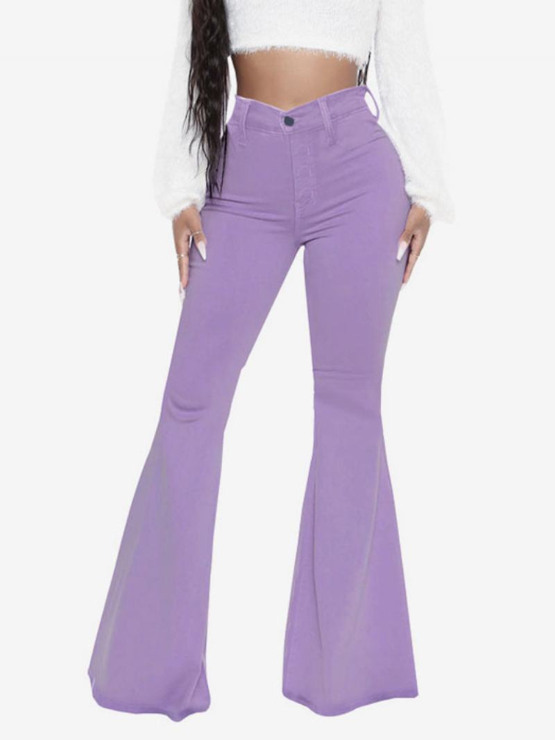 Flare Jeans Pro Ženy Raw Edge High Rise Bell Bottoms - Fialová