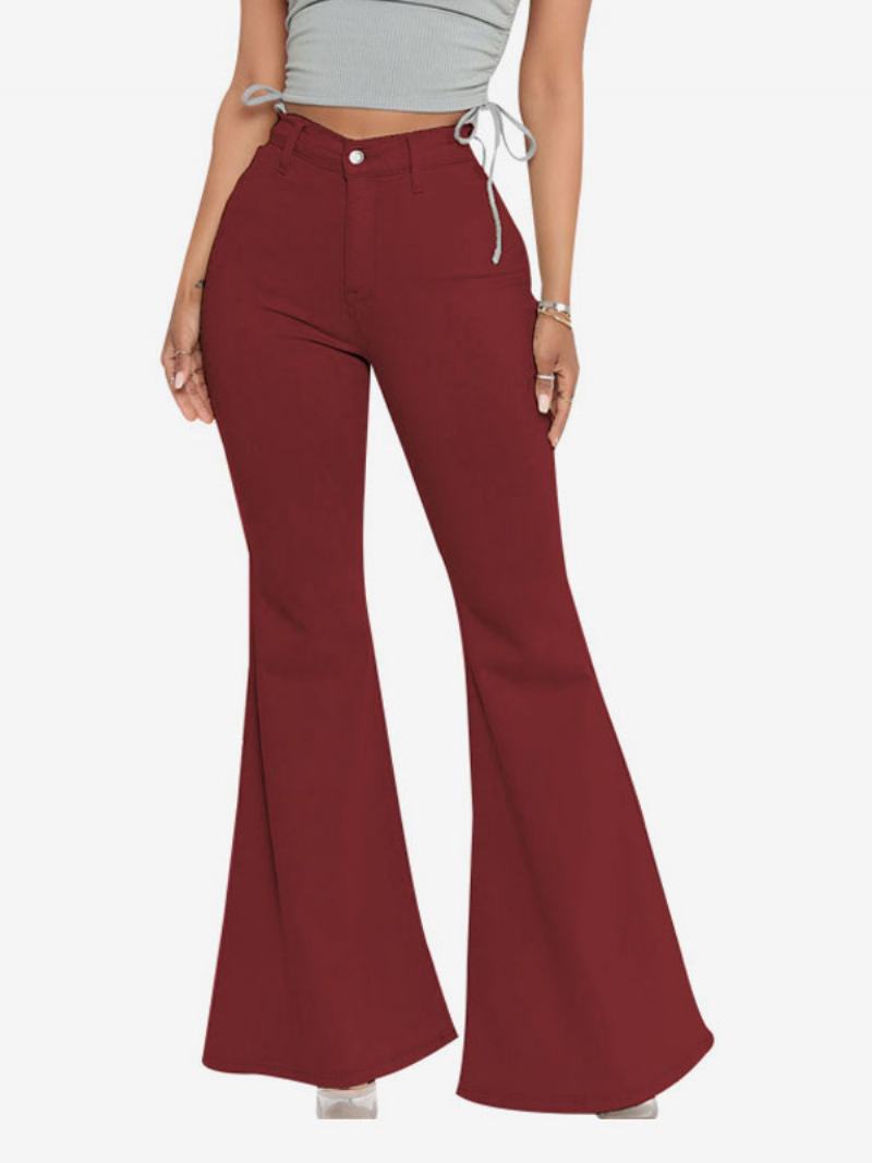 Flare Jeans Pro Ženy Raw Edge High Rise Bell Bottoms - Vínová