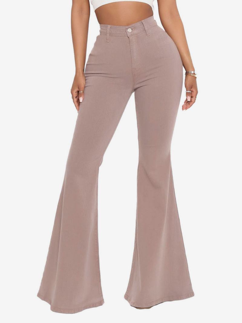 Flare Jeans Pro Ženy Raw Edge High Rise Bell Bottoms - Velbloudí