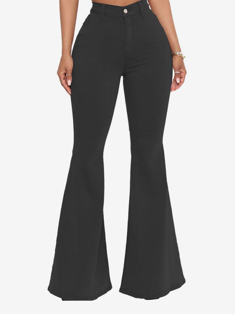 Flare Jeans Pro Ženy Raw Edge High Rise Bell Bottoms - Černá