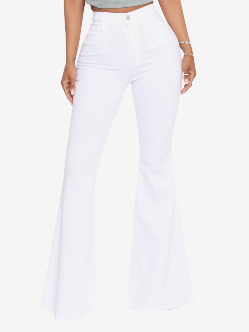 Flare Jeans Pro Ženy Raw Edge High Rise Bell Bottoms - Bílá