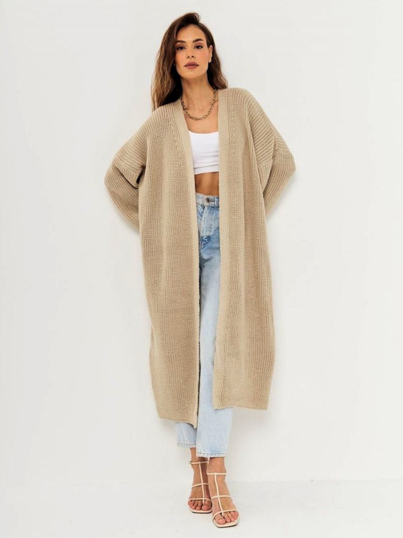 Dámské Svetry Longline Cardigan S Otevřeným Předním Poklesem Na Rameni Ležérní Elegantní