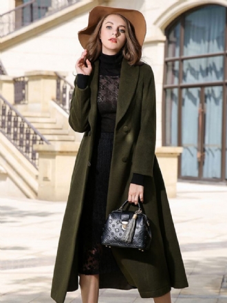 Dámské Svrchní Oblečení Turndown Collar Woolen Winter Wrap Coat