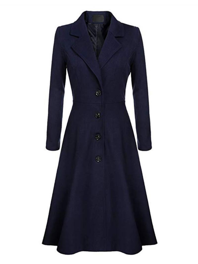 Dámský Zimní Kabát Swing Coat 1950s S Dlouhým Rukávem Turndown Collar Fit Flare