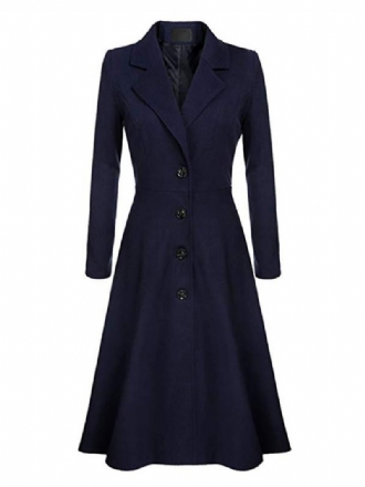 Dámský Zimní Kabát Swing Coat 1950s S Dlouhým Rukávem Turndown Collar Fit Flare