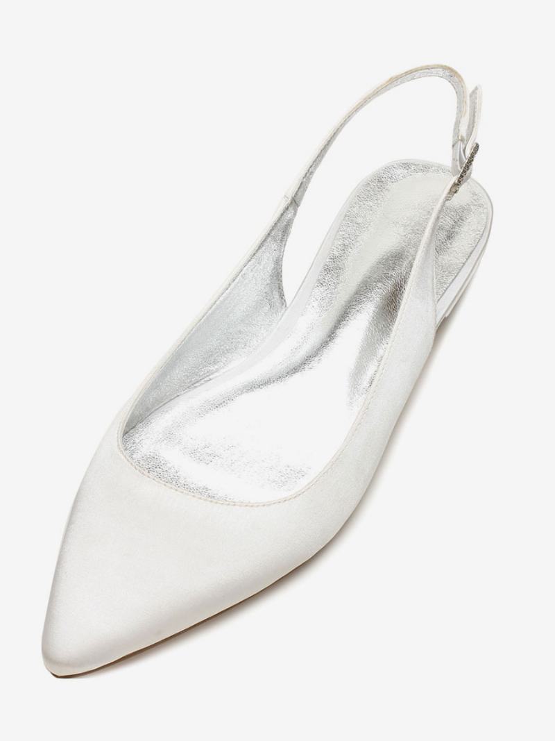 Dámské Ploché Slingback Svatební Boty - Ivory