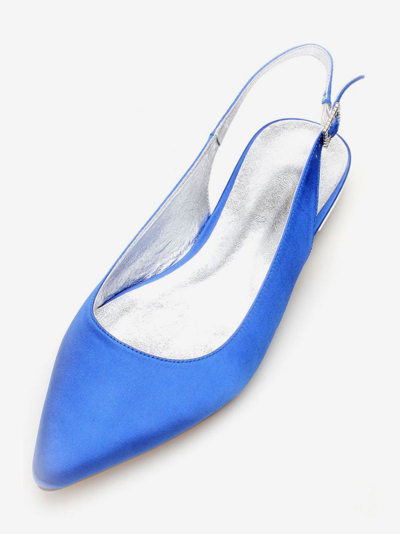 Dámské Ploché Slingback Svatební Boty - Modrá