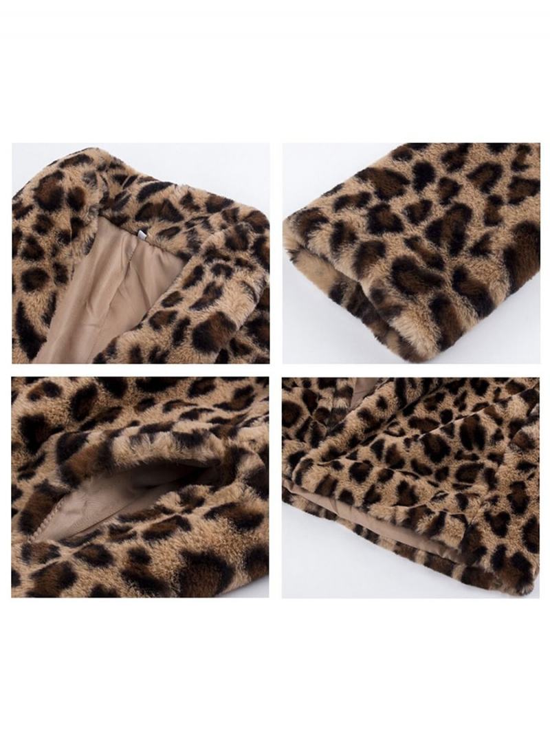 Dámské Kabáty Z Umělé Kožešiny Leopard S Dlouhými Rukávy Leopardí Oversized Zimní Kabát - Leopard