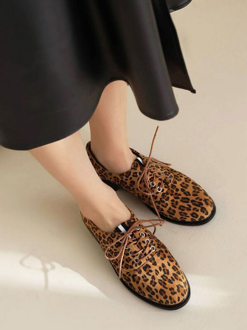 Dámské Kulaté Špičky Puppy Heel Micro Suede Horní Oxford - Kávově Hnědá