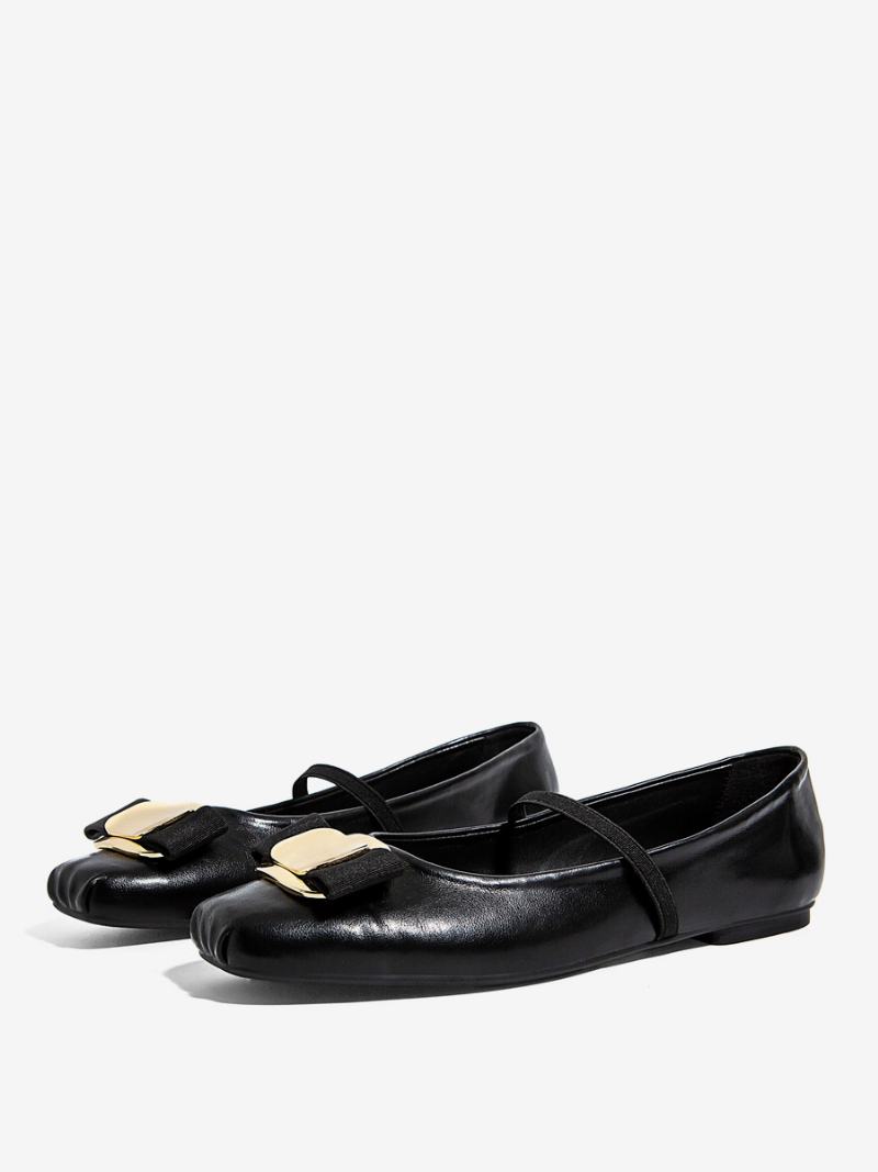 Dámské Ploché Boty Balet Flats Black Bow Mary Jane