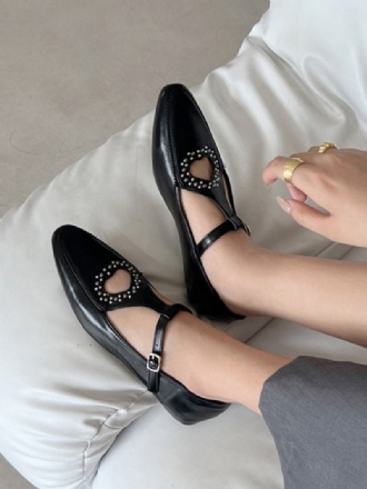 Ploché Boty Black Ballet Flats S Kamínky Se Čtvercovou Špičkou Pro Ženy