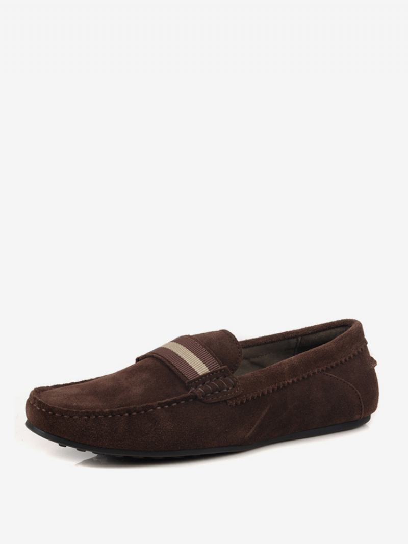 Hovězí Kůže Pánské Loafer Slip On Boty - Kávově Hnědá