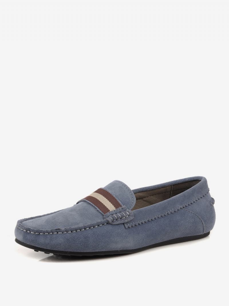 Hovězí Kůže Pánské Loafer Slip On Boty - Šedá