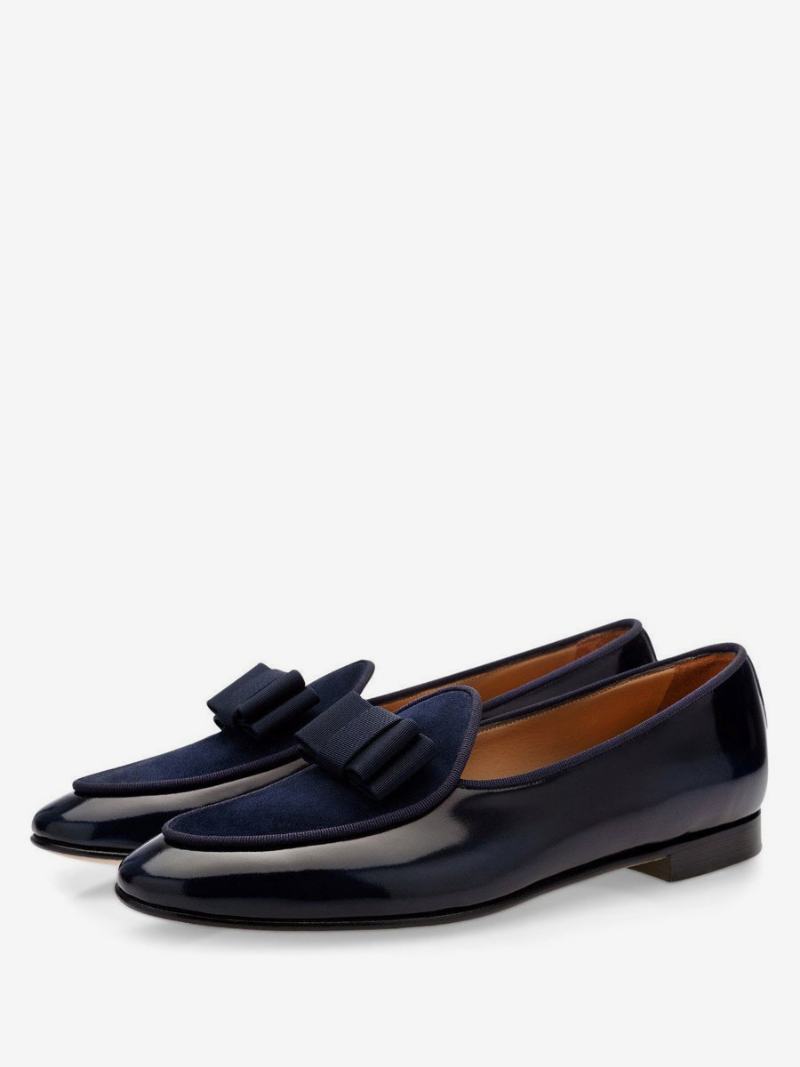 Loafer Boty Pro Muže Patent Pu Horní Mašle Prom Party Svatební - Dark Navy