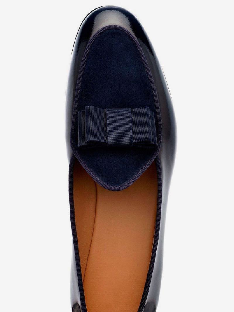 Loafer Boty Pro Muže Patent Pu Horní Mašle Prom Party Svatební - Dark Navy