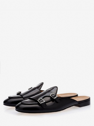 Pánské Black Monk Strap Loafer Mules Slip Na Plesové Společenské Boty