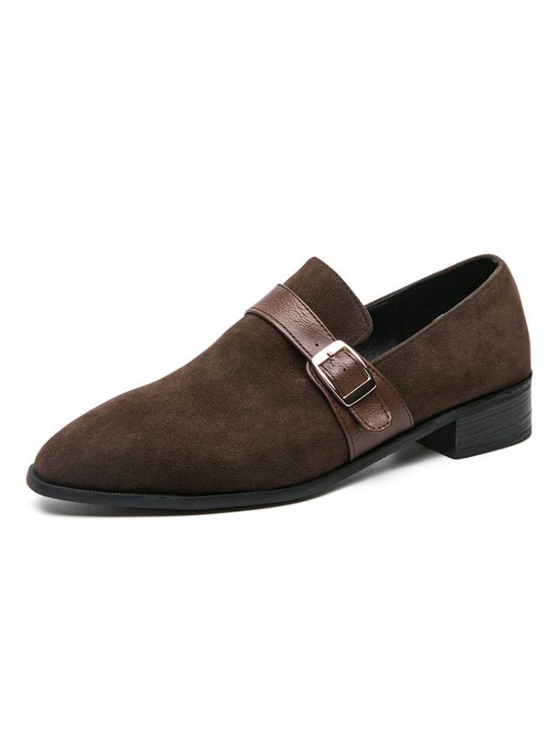 Pánské Boty Monk Strap Loafer Prom Party Svatební Černá Nazouvací Formální - Kávově Hnědá