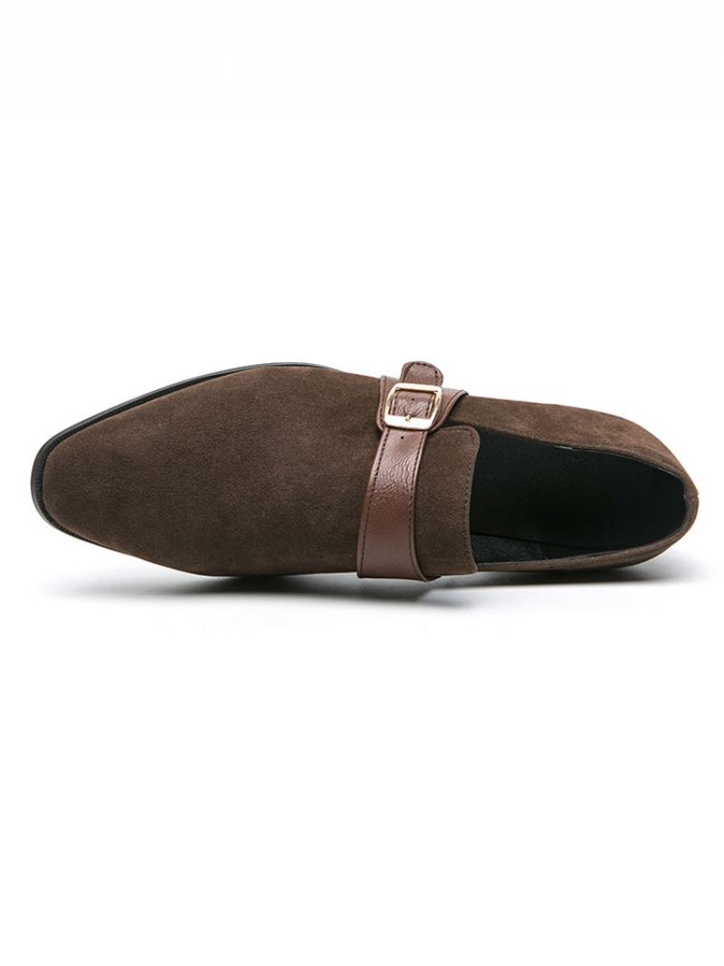 Pánské Boty Monk Strap Loafer Prom Party Svatební Černá Nazouvací Formální - Kávově Hnědá