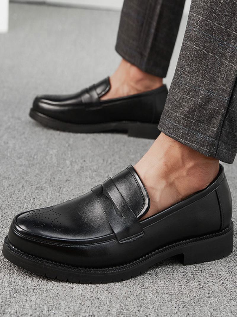 Pánské Brogues Penny Slip On Loafers Boty - Černá