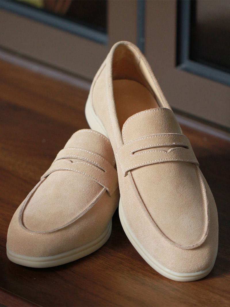 Pánské Micro Suede Slip On Horní Loafer Boty - Světle Světle Žlutá