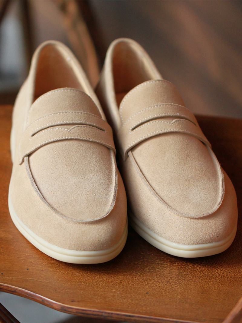 Pánské Micro Suede Slip On Horní Loafer Boty - Světle Světle Žlutá