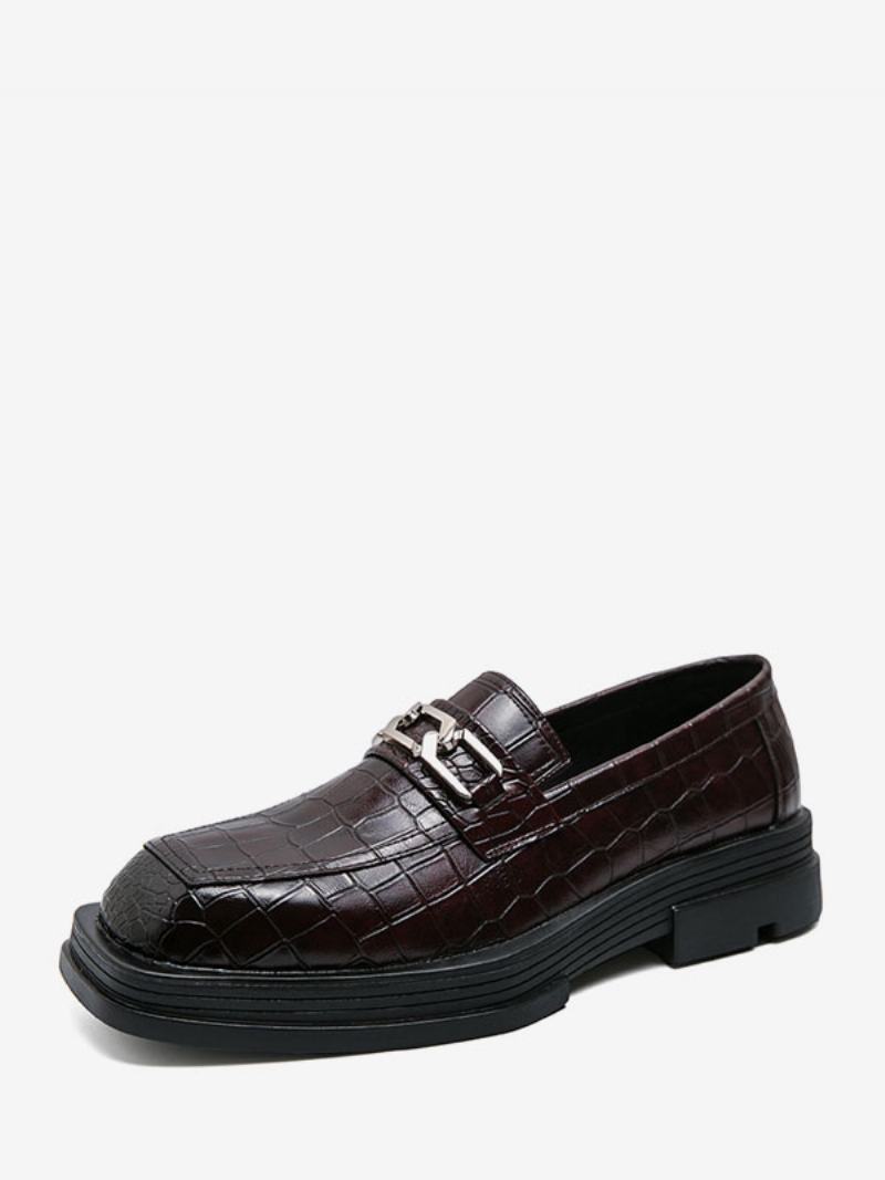 Pánské Mokasínové Boty Pu Kůže Kovové Detaily Slip-on - Káva Hnědá