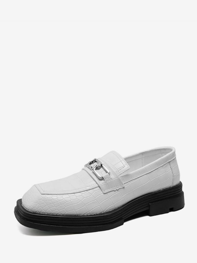 Pánské Mokasínové Boty Pu Kůže Kovové Detaily Slip-on - Bílá