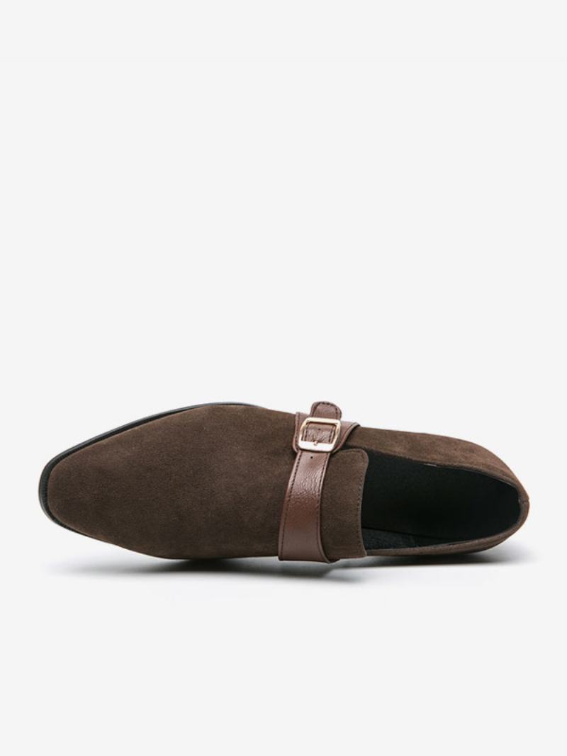 Pánské Mokasínové Boty Pu Leather Monk Strap Slip-on - Kávově Hnědá