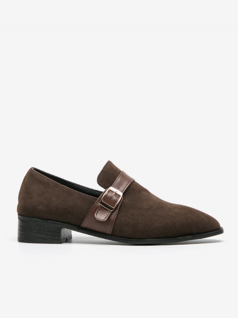 Pánské Mokasínové Boty Pu Leather Monk Strap Slip-on - Kávově Hnědá