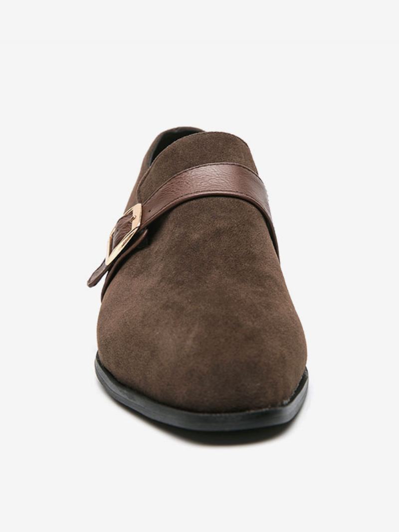 Pánské Mokasínové Boty Pu Leather Monk Strap Slip-on - Kávově Hnědá