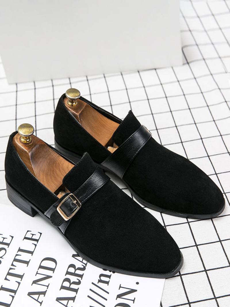 Pánské Mokasínové Boty Pu Leather Monk Strap Slip-on - Černá