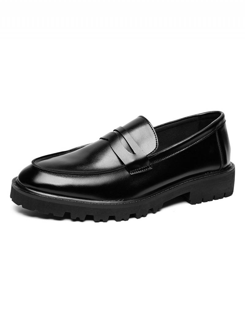 Pánské Mokasíny Cozy Pu Leather Monk Strap Slip-on - Černá