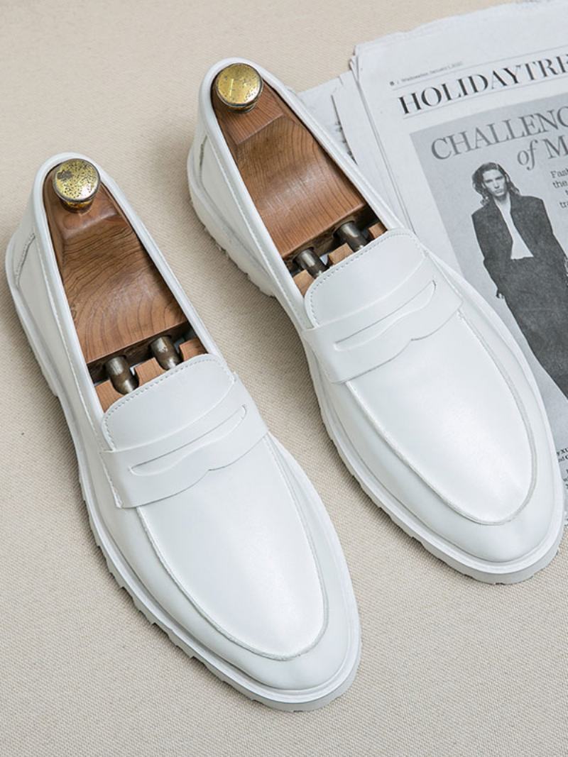 Pánské Mokasíny Cozy Pu Leather Monk Strap Slip-on - Bílá