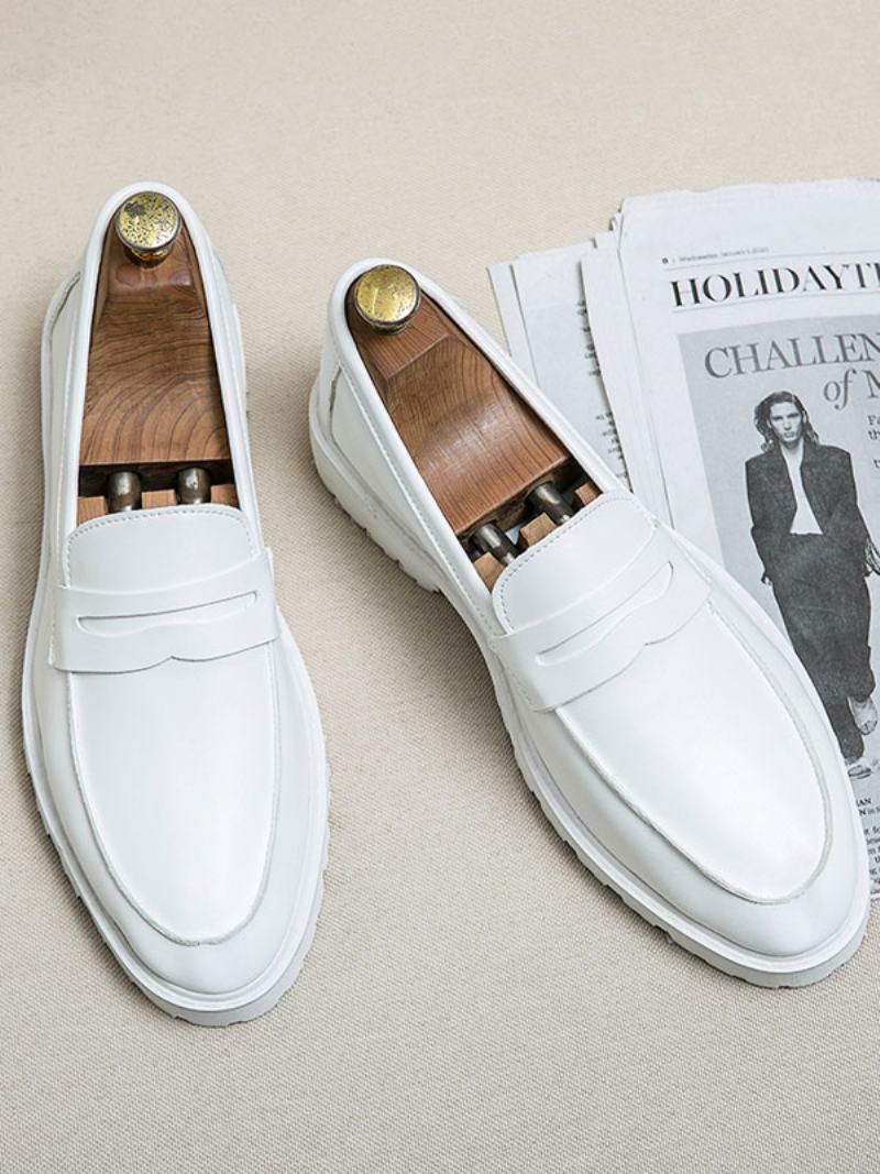 Pánské Mokasíny Cozy Pu Leather Monk Strap Slip-on - Bílá