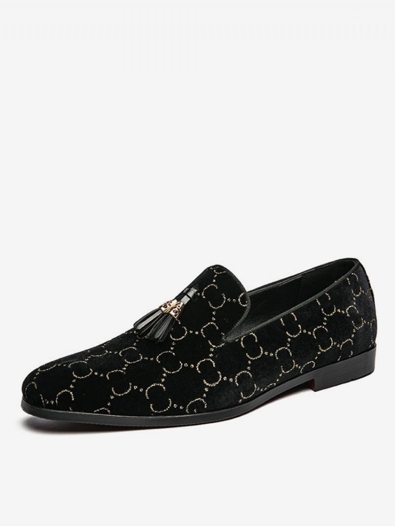 Pánské Mokasíny Pu Leather Prom Slip-on Nízké Topy Modré Střapce