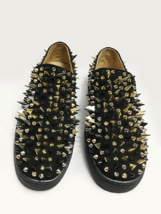 Pánské Nazouvací Boty Black Suede Spikes Loafers