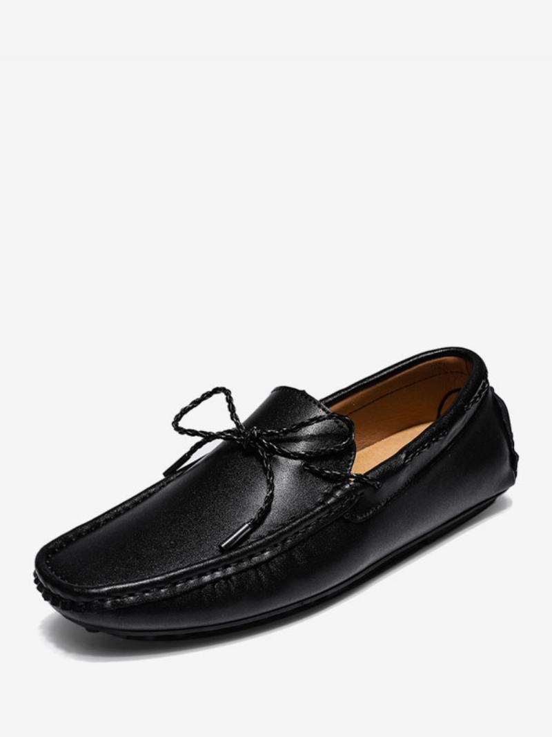 Pánské Polobotky Loafer Slip-on S Kulatou Špičkou Pu Kůže - Černá