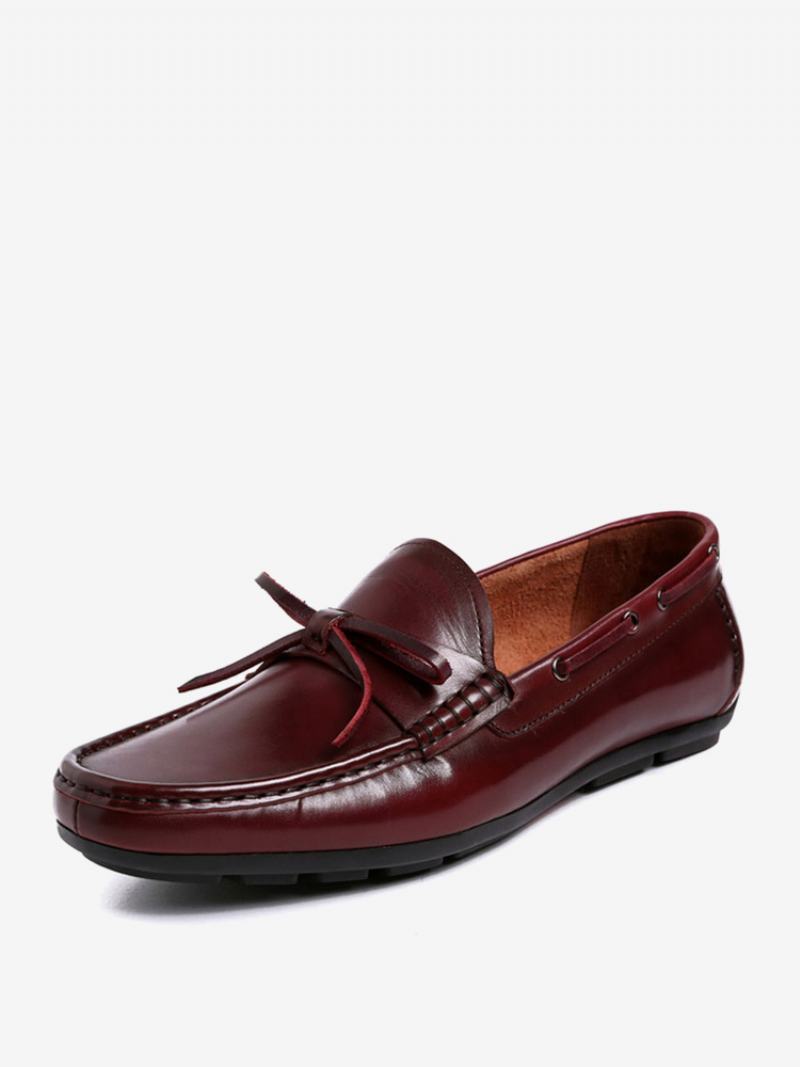 Pánské Slip On Loafer Hovězí Střapcové Boty - Tmavě Hnědá