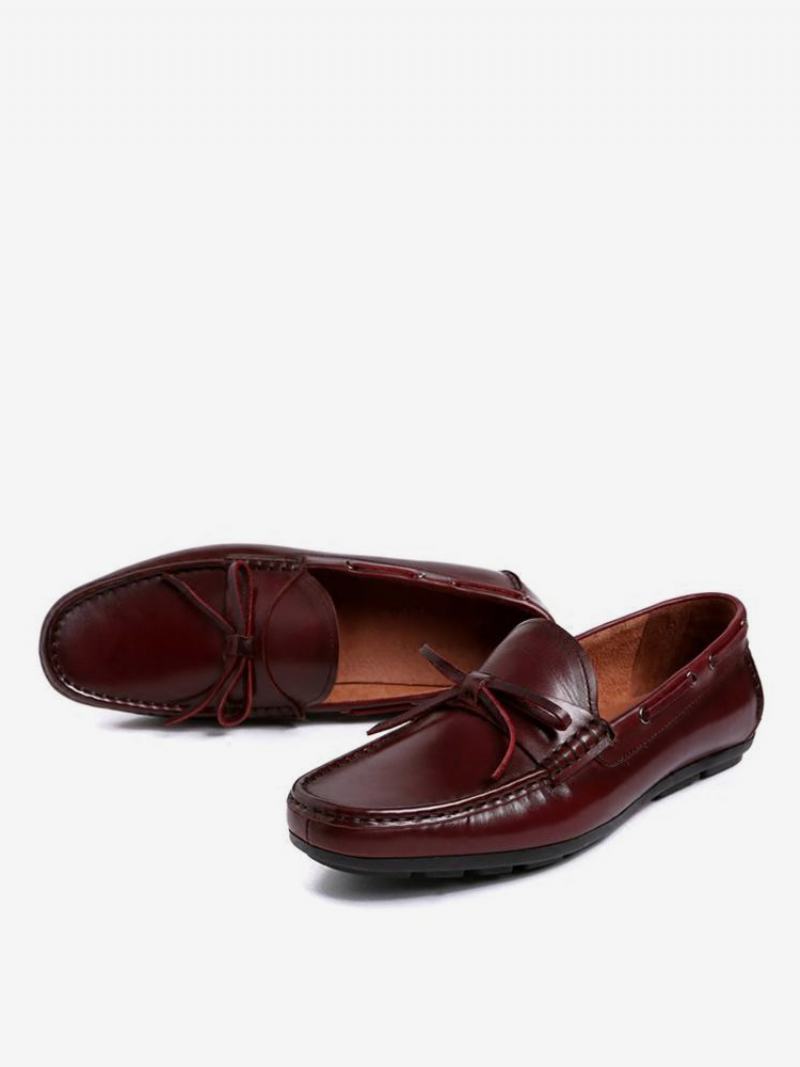 Pánské Slip On Loafer Hovězí Střapcové Boty - Tmavě Hnědá