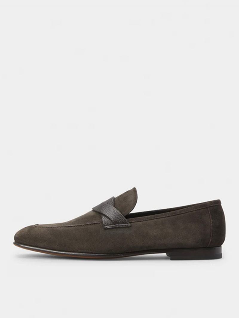 Pánské Twisted Suede Penny Loafers Na Ples S Kulatou Špičkou Svatební Párty